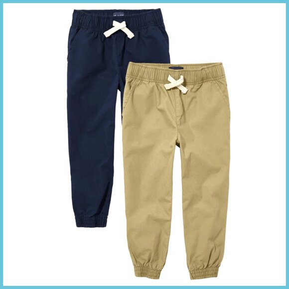 Cotton Spandex Pull On Jogger Pants 2-Pack